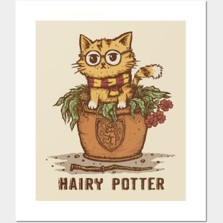 Hairy Cat in a Pot Posters and Art